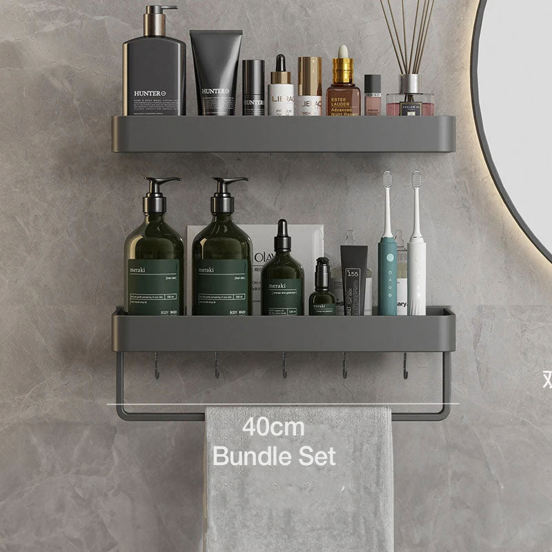 Contemporary Sleek Gray Bathroom Shelves