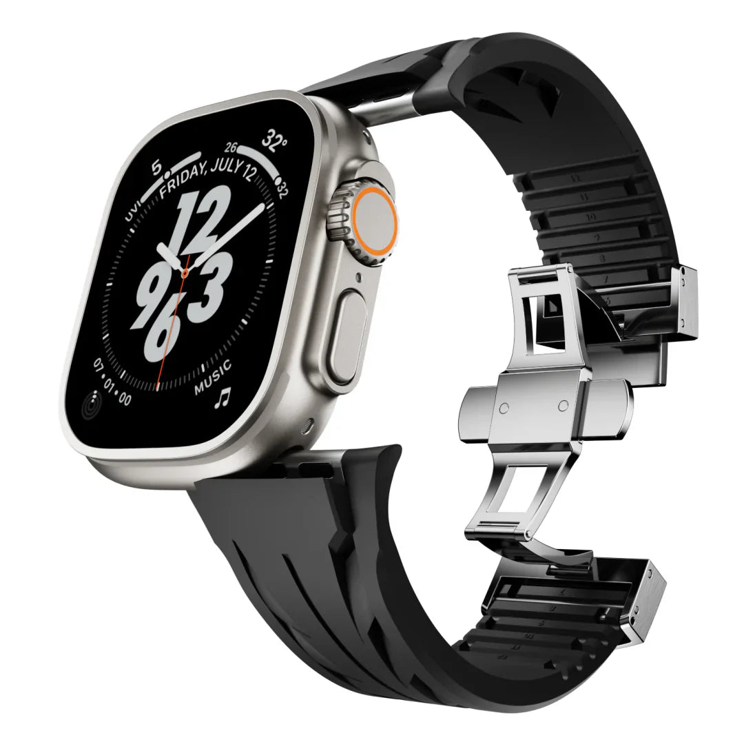 Luxury Butterfly Buckle FKM Rubber Band for Apple Watch