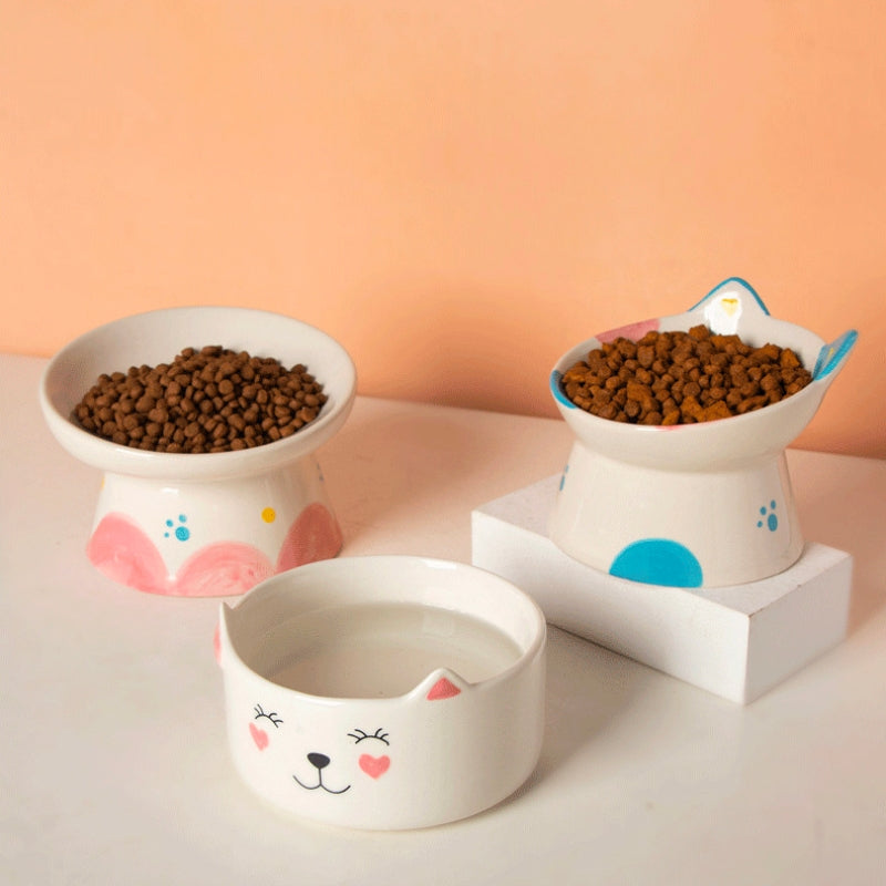 Sweetheart Ceramic Tilted Elevated Cat Bowls