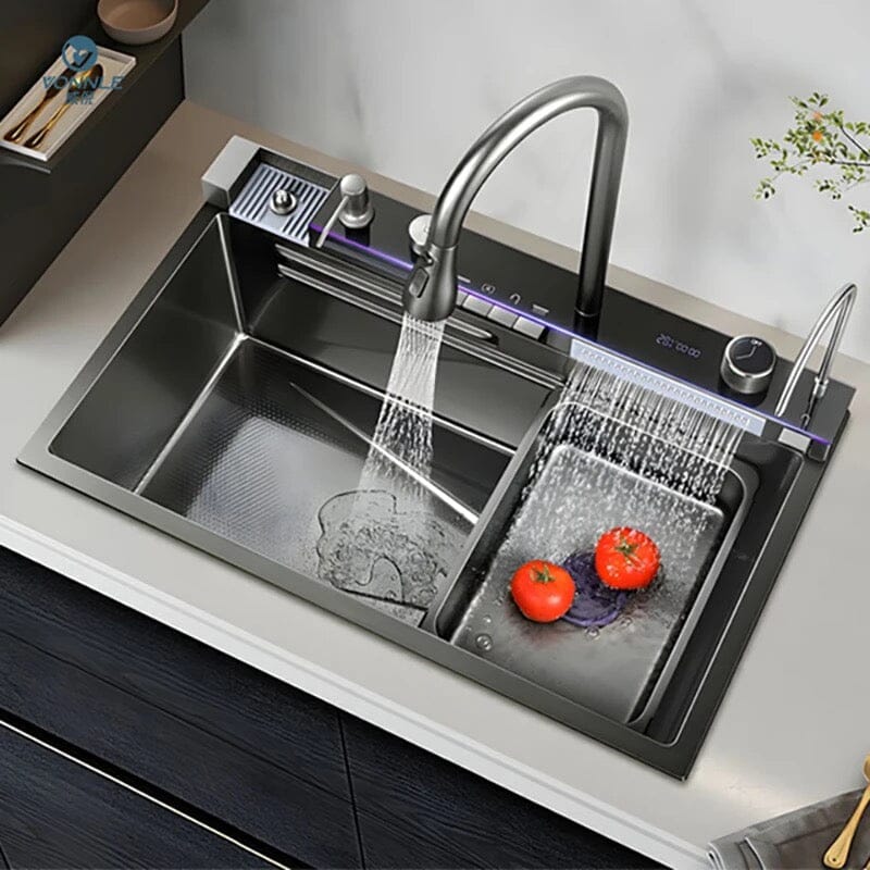 Vrimlo RVS Waterval Keuken Sink Digitale Kraan