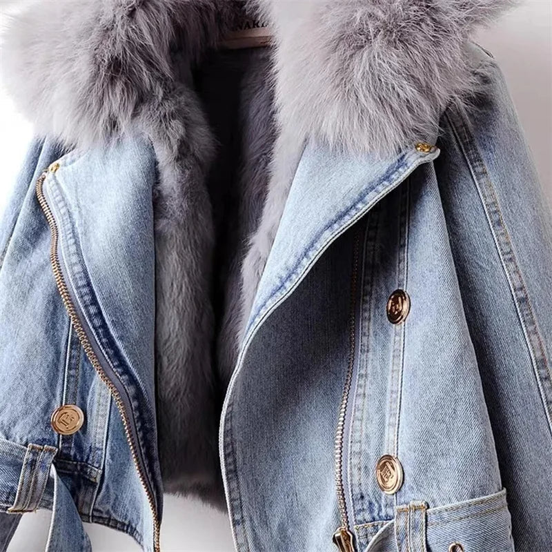 Celeste Faux Fur Denim Moto