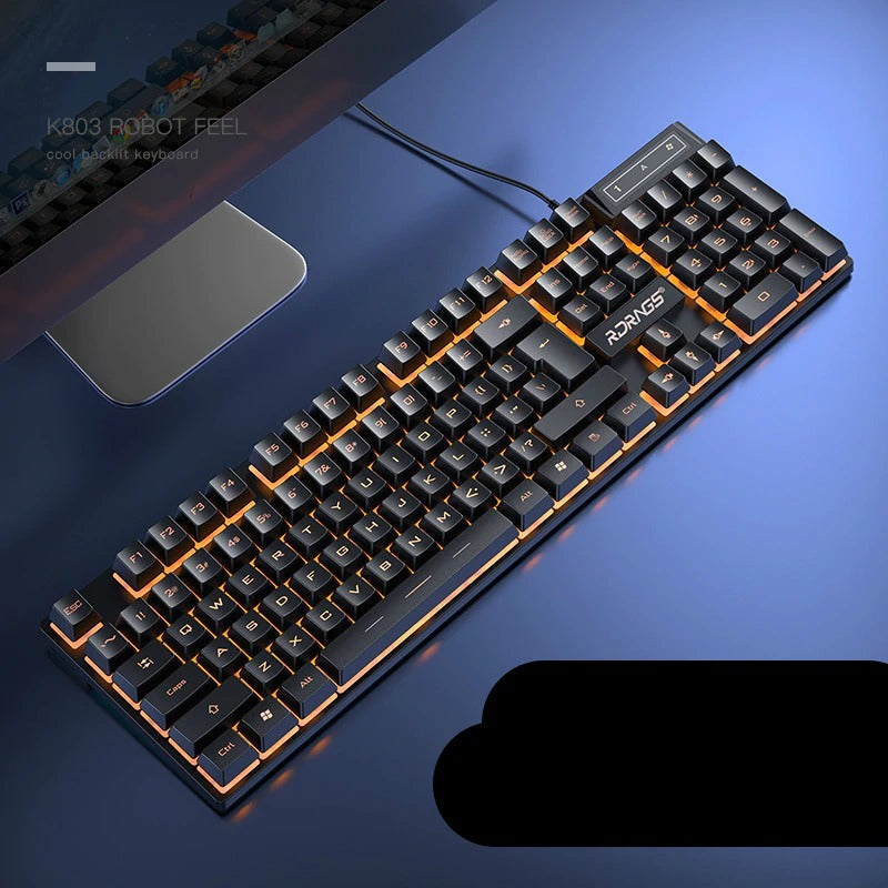 Tastatură de joc mecanică iluminată | Cu iluminare de fundal RGB