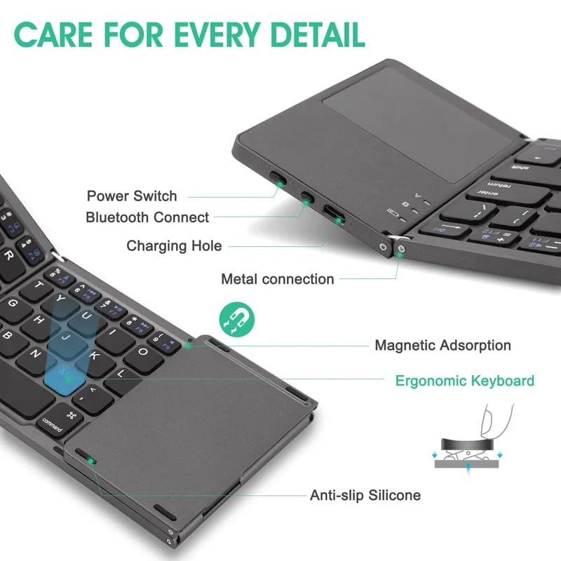 Faltbare Bluetooth-Tastatur mit Touchpad