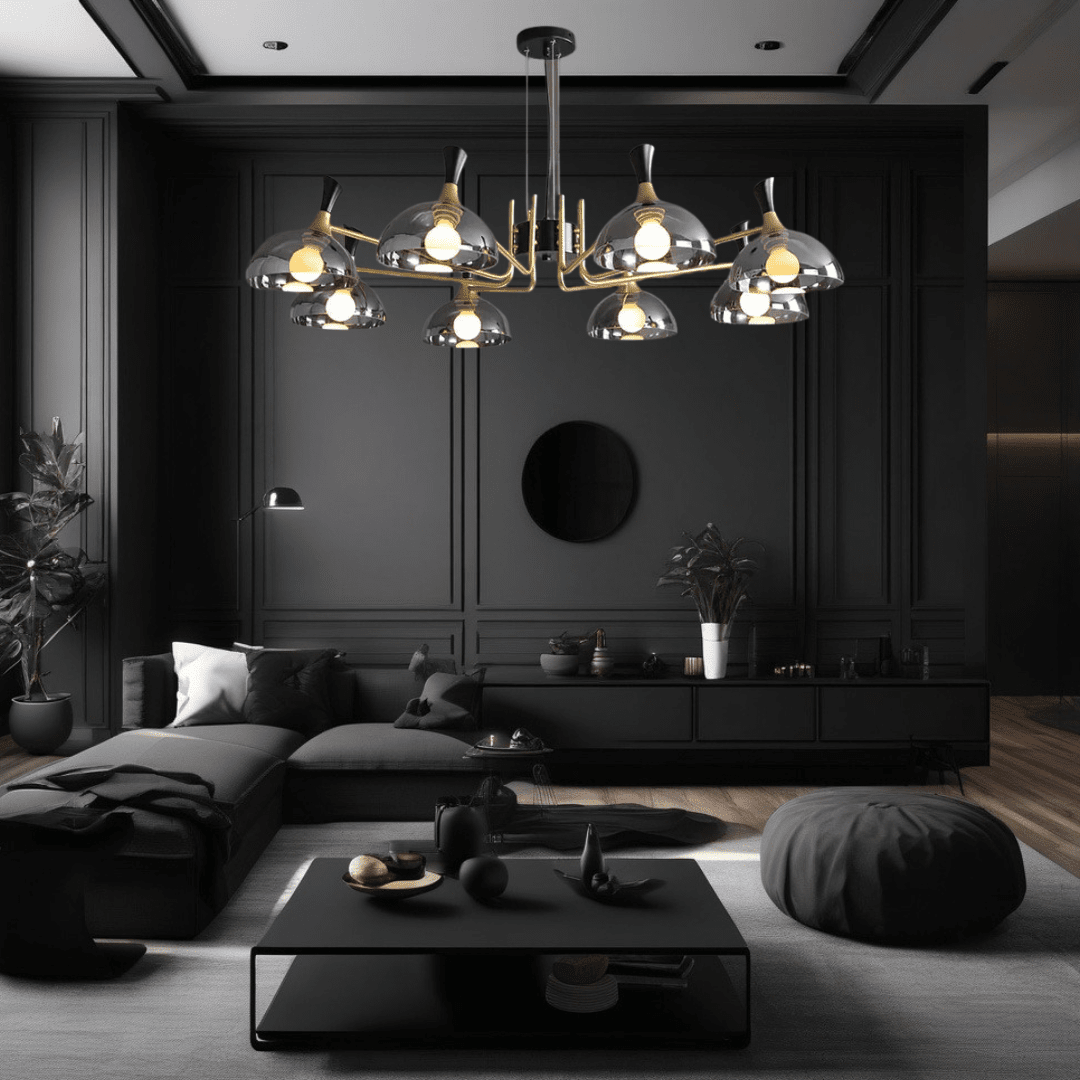 Chandelier LED en verre noir Grosvenor