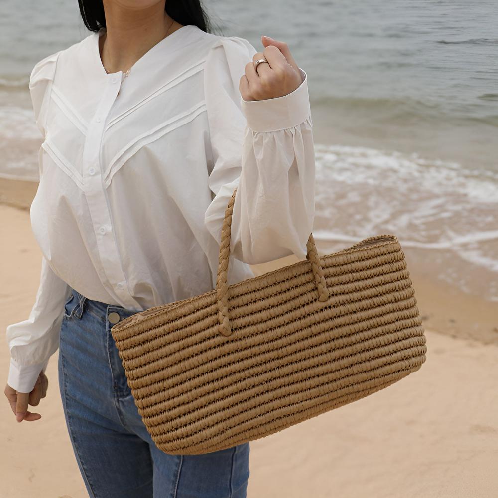 Vevd strå totebag