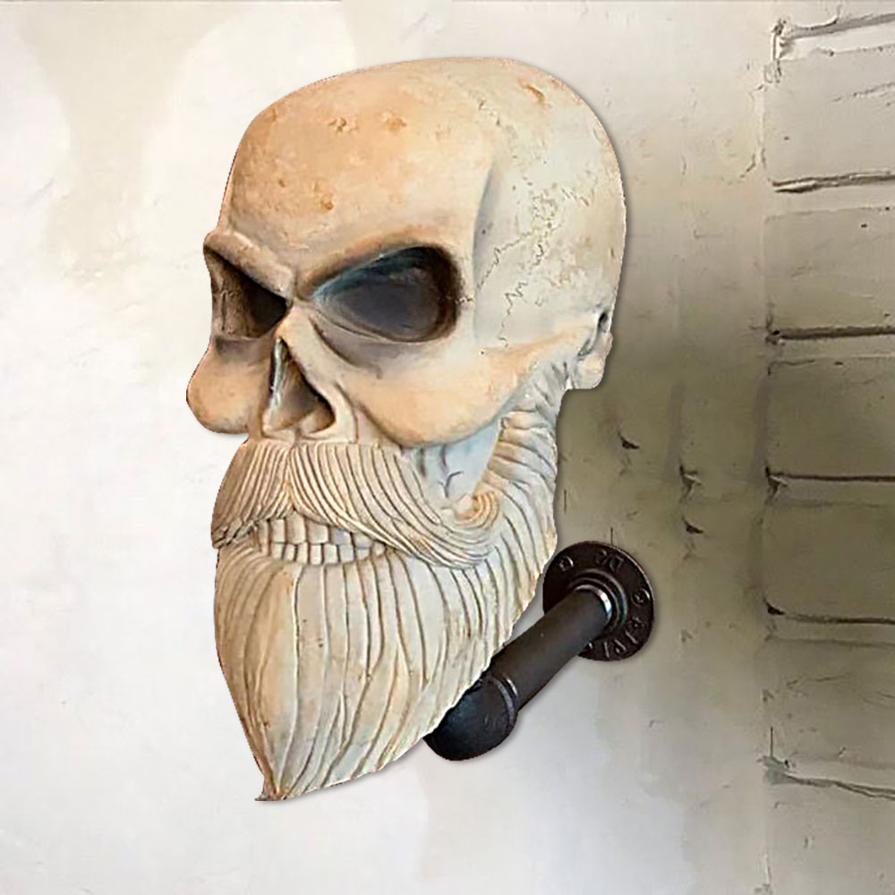 Motorsykkelhjelmholder Spøkelseshode Veggdekorasjon Resin Skull Halloween Bone