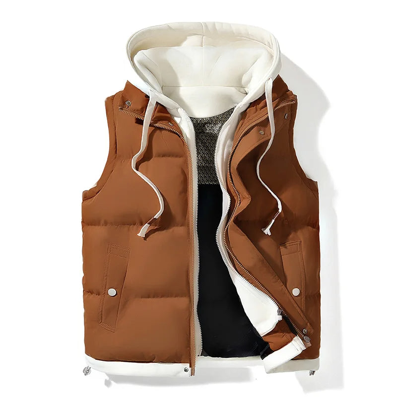 Gilet Puffer con Cappuccio Soft Shell