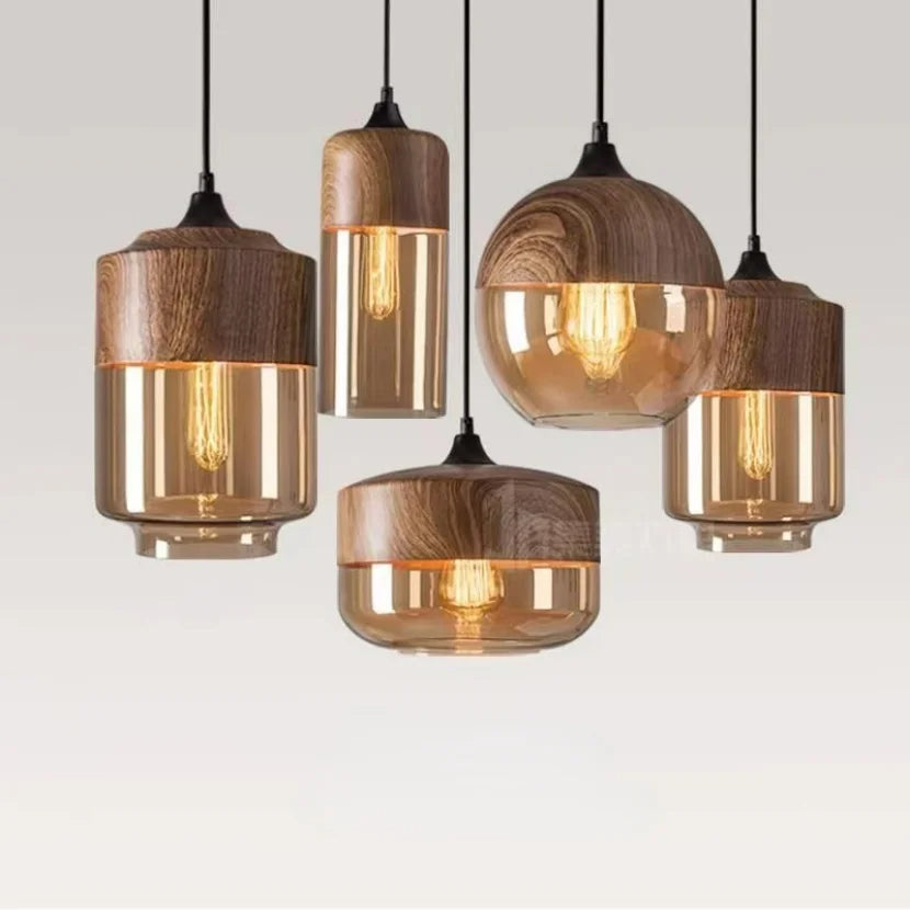 Jevaglo™ | Luxe hanglamp van glas en hout