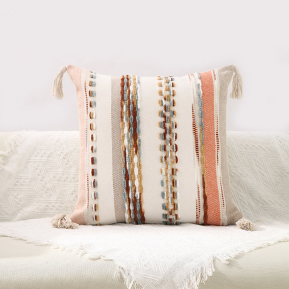 Housses de coussin à rayures boho double face