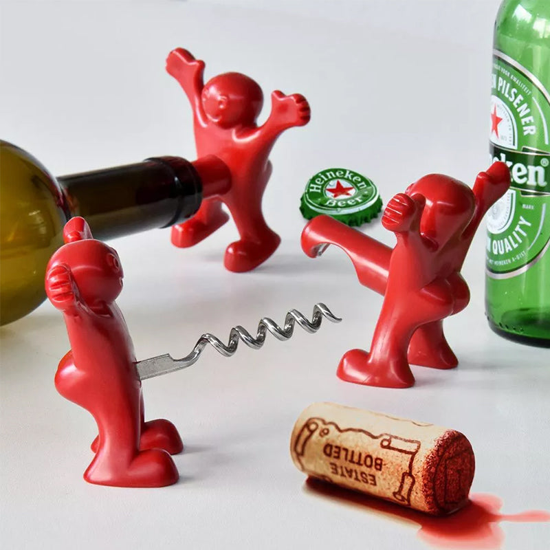 Happy Man Corkscrew - Bottle Opener, & Wine Stopper