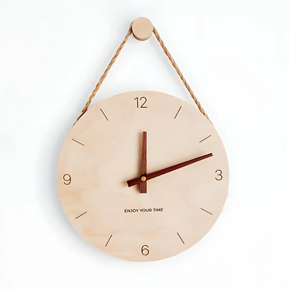 Minimalist Rope Wood Wall Clock