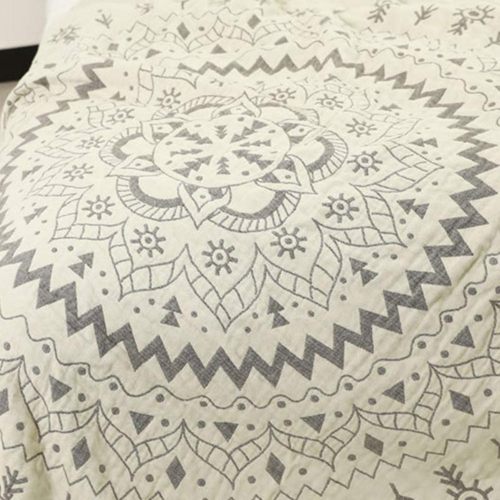 Coperta in cotone reversibile con motivo Mandala Art