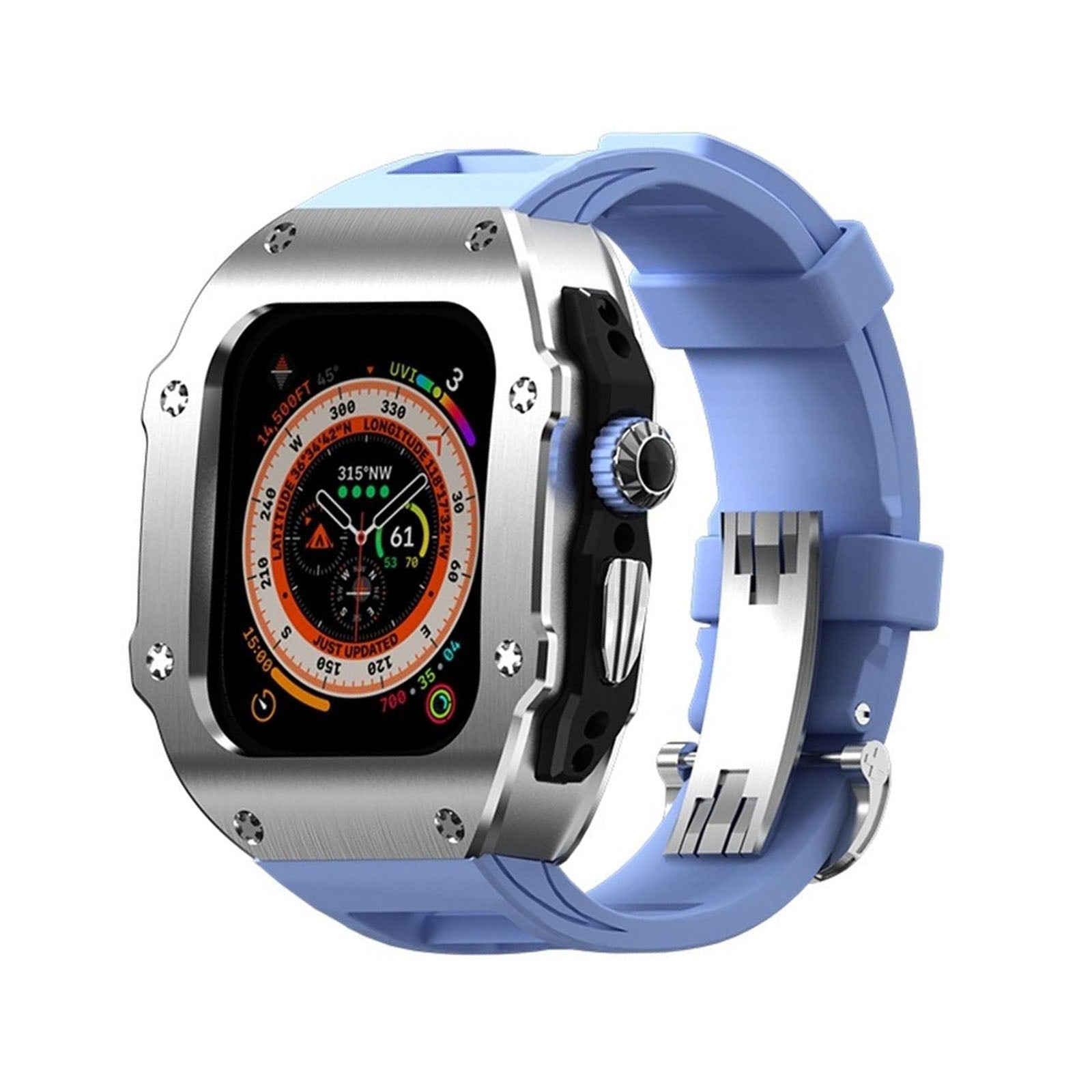 RM Vanguard Sorozat - Fluororubber Szíj Rozsdamentes acél Tok Az Apple Watch Ultra számára