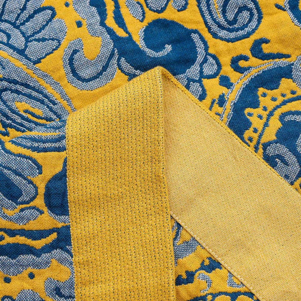 Azure Golden Retro Cotton Blanket