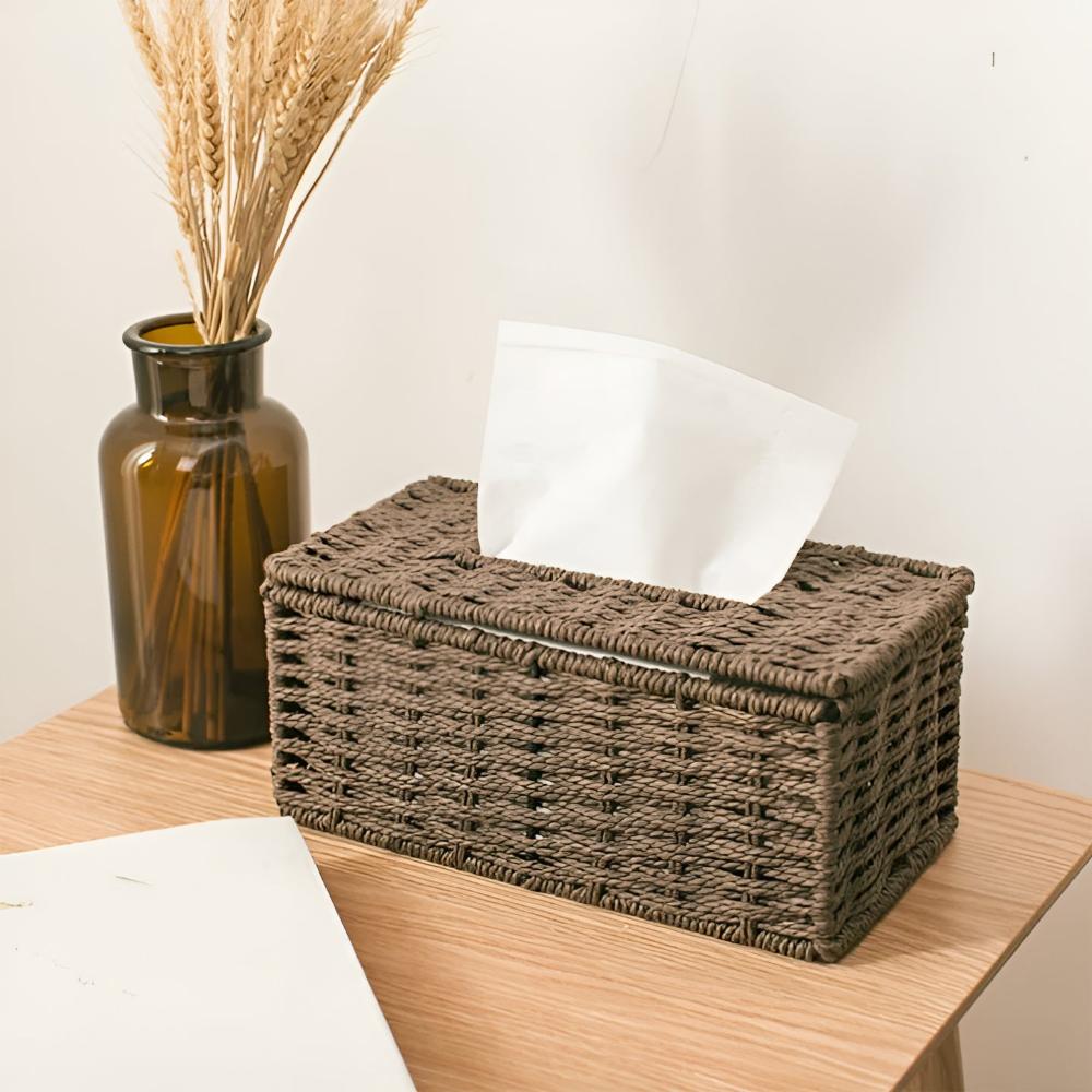 Rustic Rattan Tissue Box