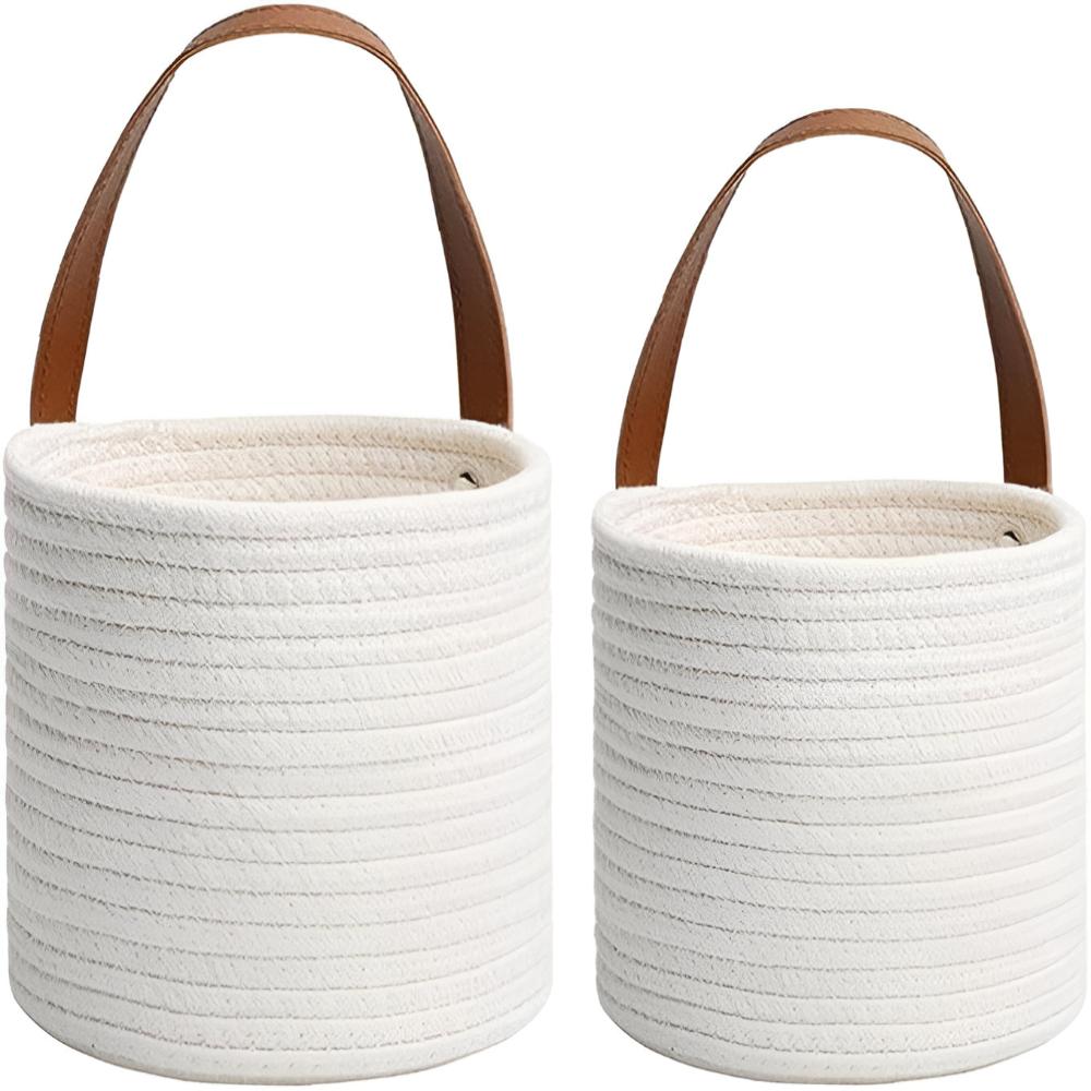 Woven Cotton Rope Hanging Basket | 2pc Set