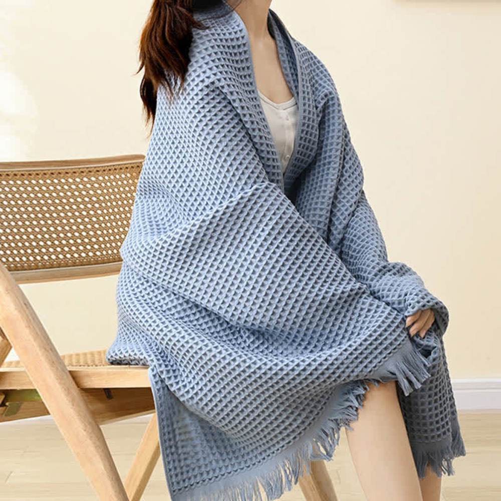 Pure Cotton Waffle Shawl Bath Towel