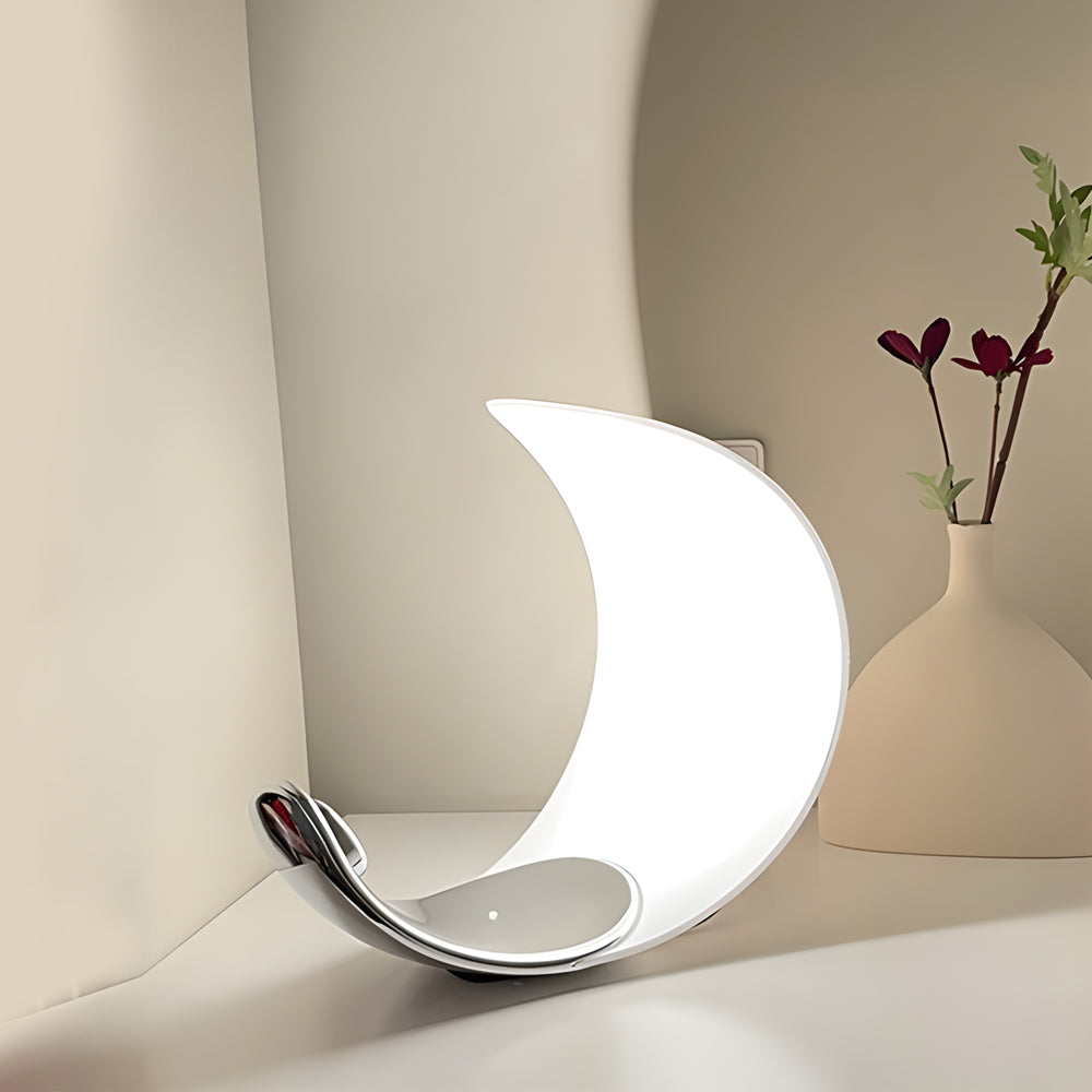 LumiMoon - D76 Buet måneformet LED-bordlampe i aluminium med berøringsdimmer