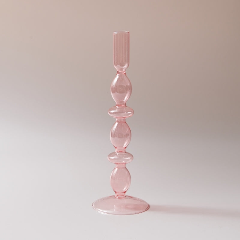 Sakura Pink Glass Taper Candle Holder & Vases