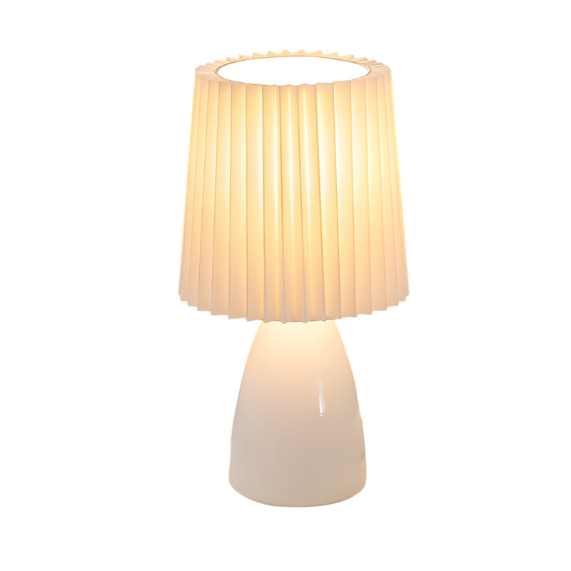 12'' Pleated Fabrics - Table Lamp with Glass Base and USB, Dimmable with 1 Light Point