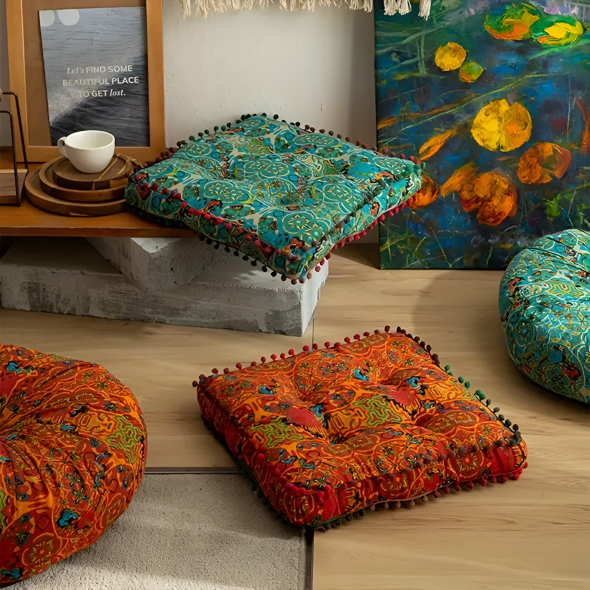 Bohemian Embroidered Floor Cushion