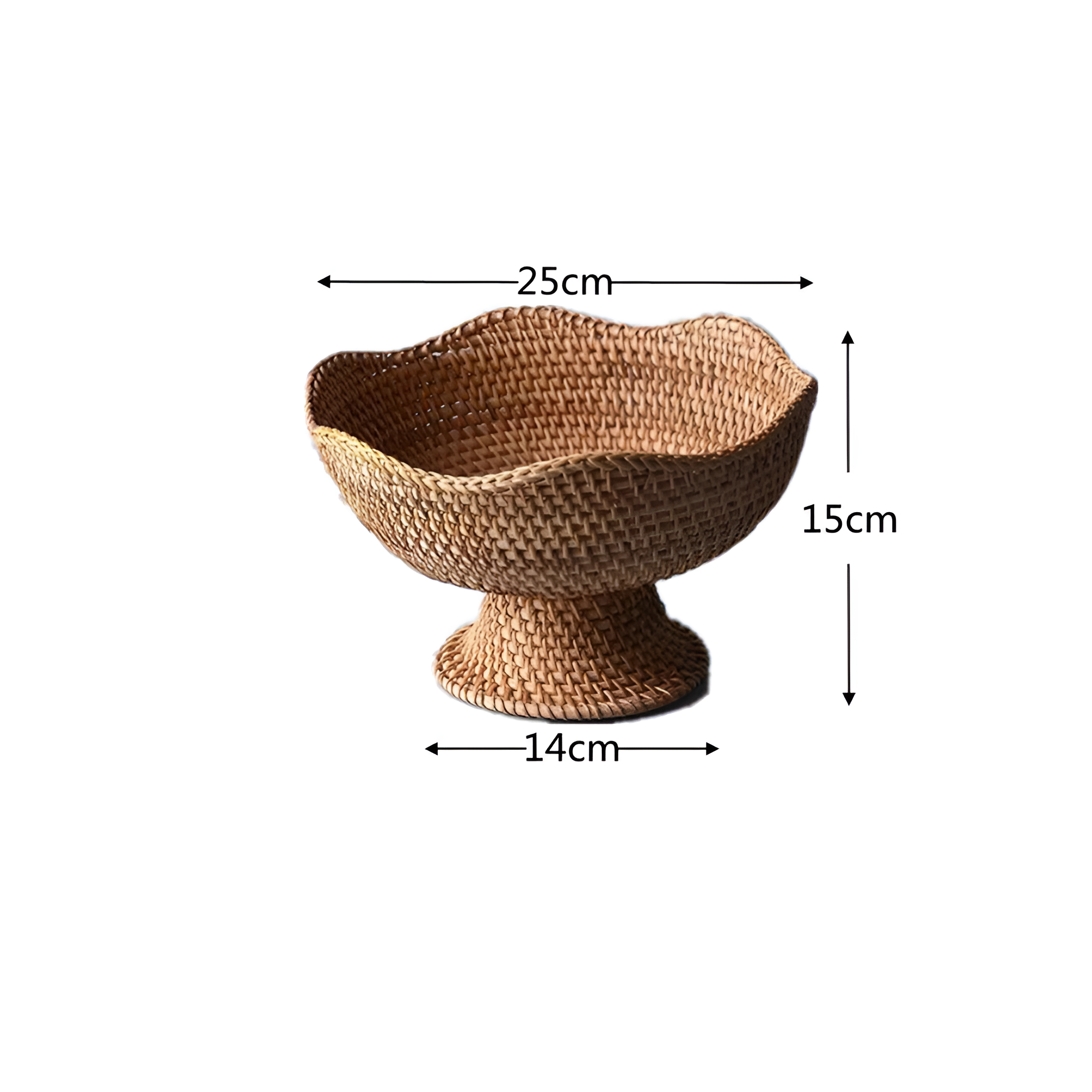 Coș de fructe din rattan natural țesut manual