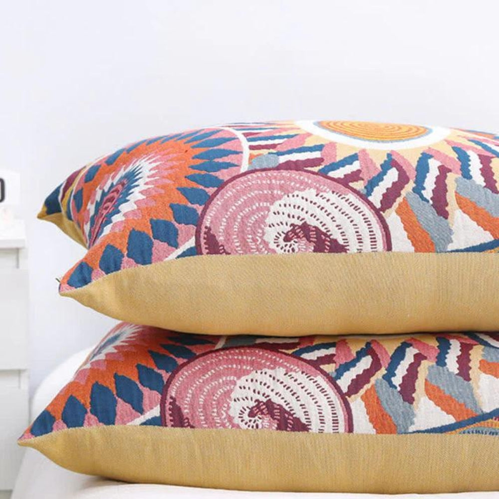 Nordic Sun Print Button Cotton Pillowcases (2pcs)