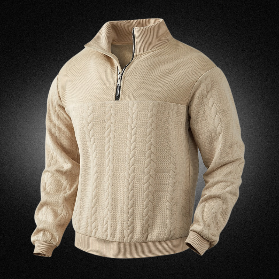 Victor Grey Signature Twist-Knit Pullover