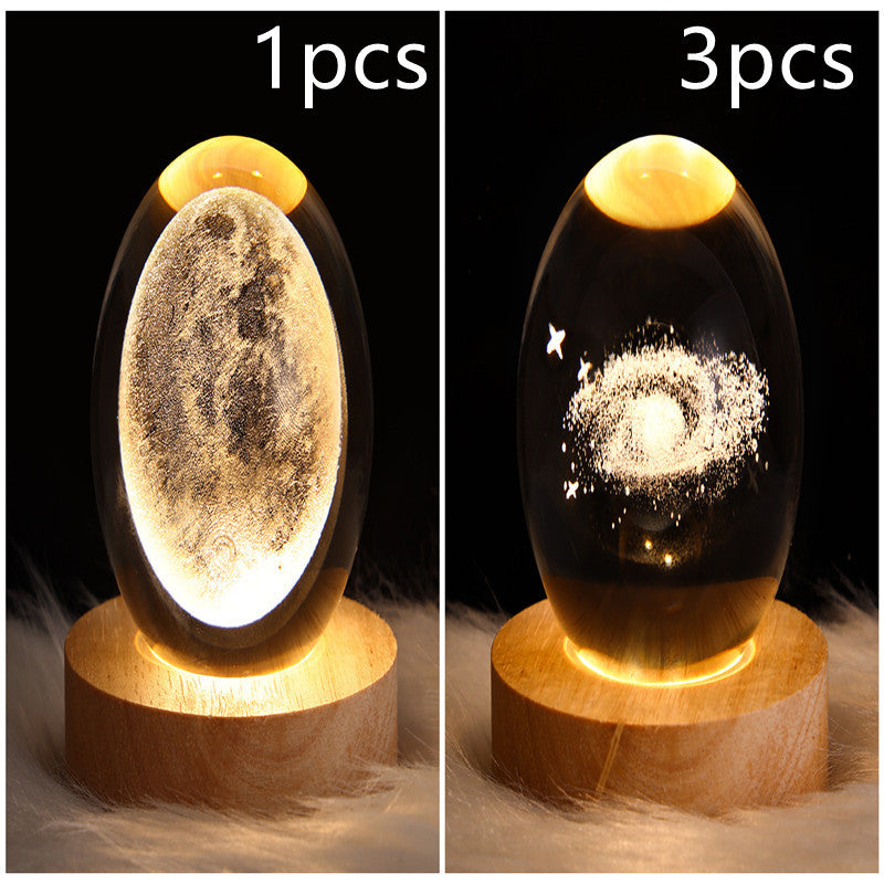 3D Galaxy Crystal Ball LED Night Lamp