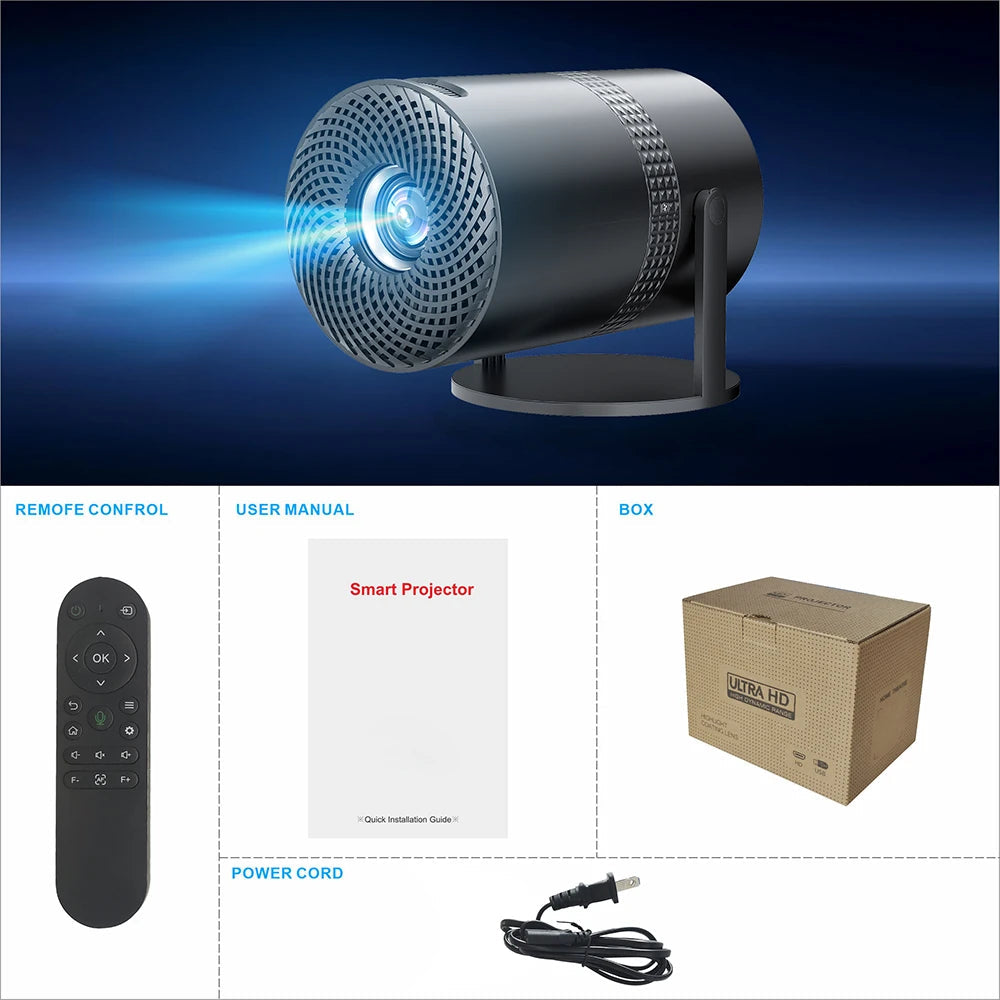 Salange P300 mini draagbare projector - 4K 8K videodecodering, 720P HD, Android 11, Wi-Fi, BT 5.1