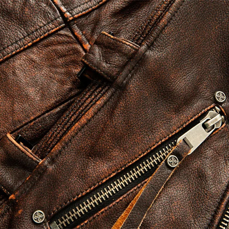 Retro Genuine Leather Jacket A81