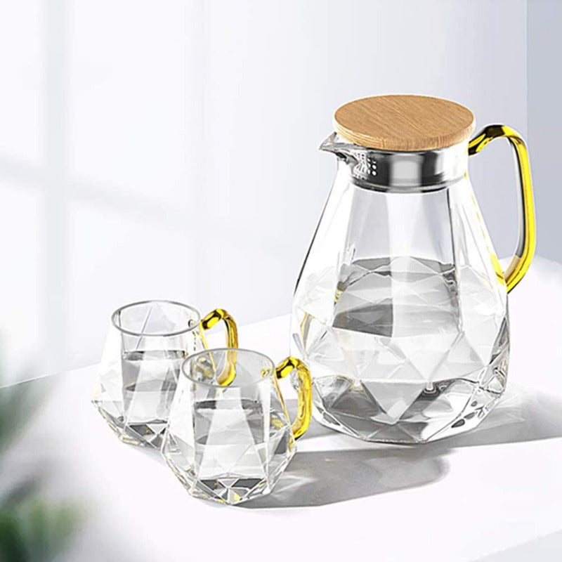 Ensemble de théière en verre borosilicaté texturé à diamants