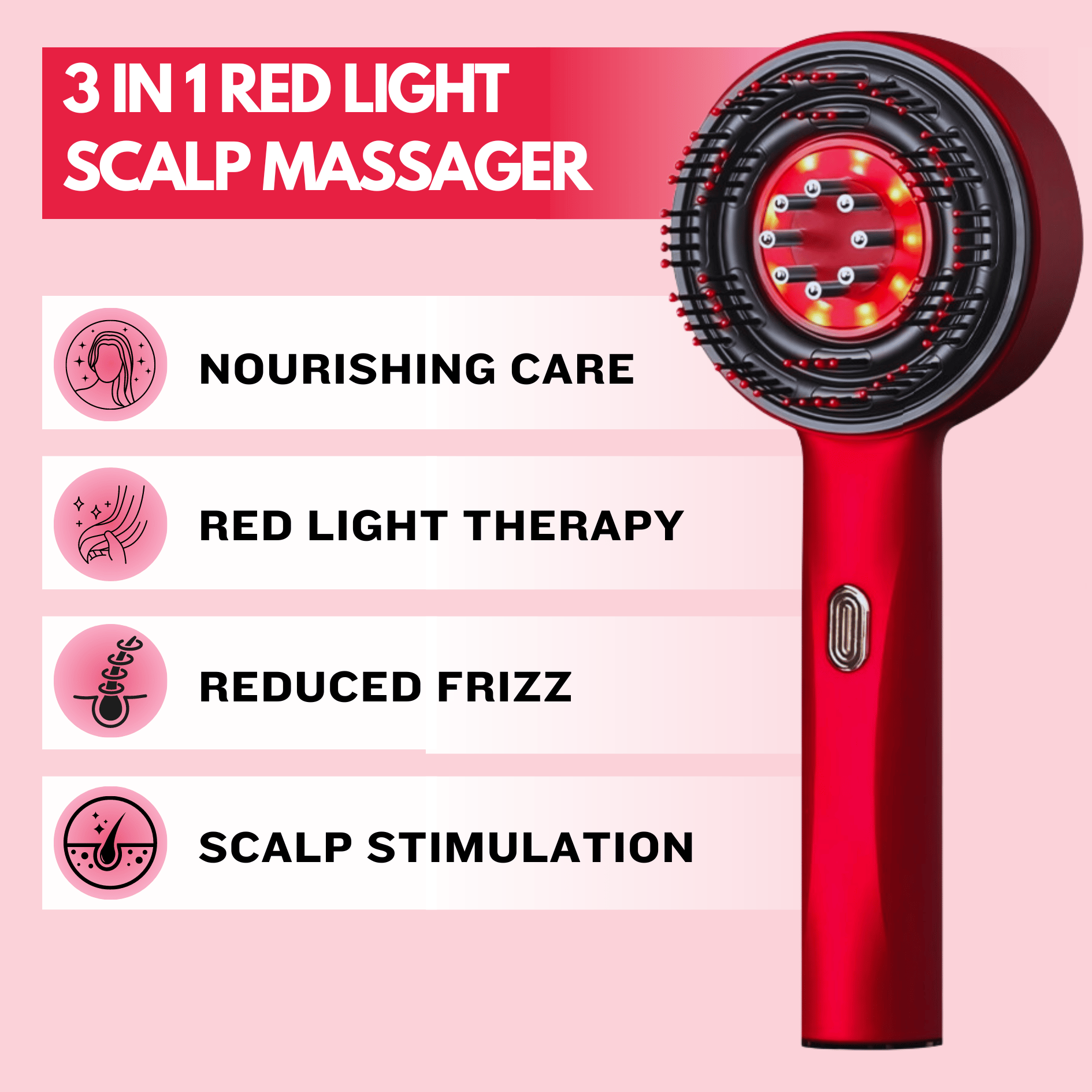 3-in-1 Rotes Licht Kopfhautmassagegerät