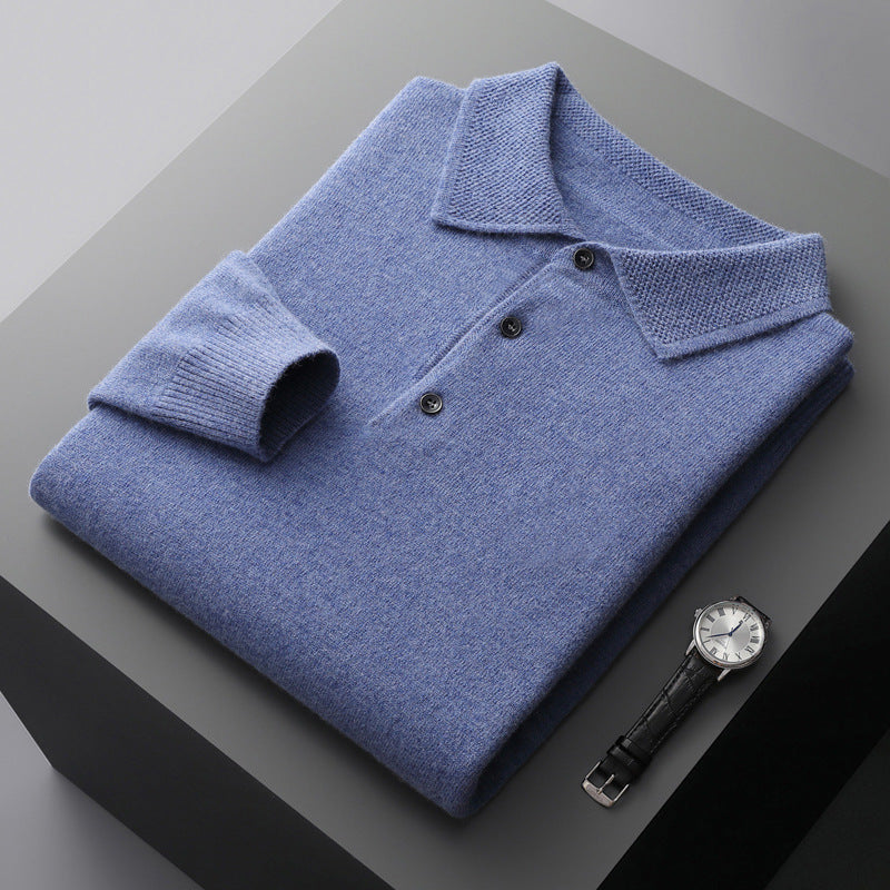 Polo a maniche lunghe in Cashmere/Merino Wool