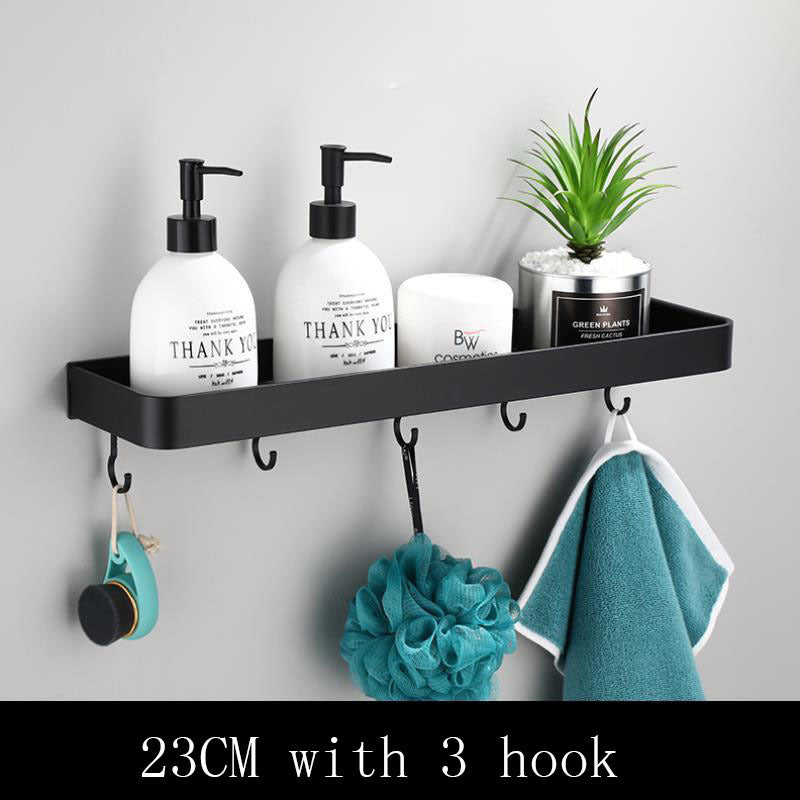 Black Bathroom Rack from Space Aluminum for Wall Mounting