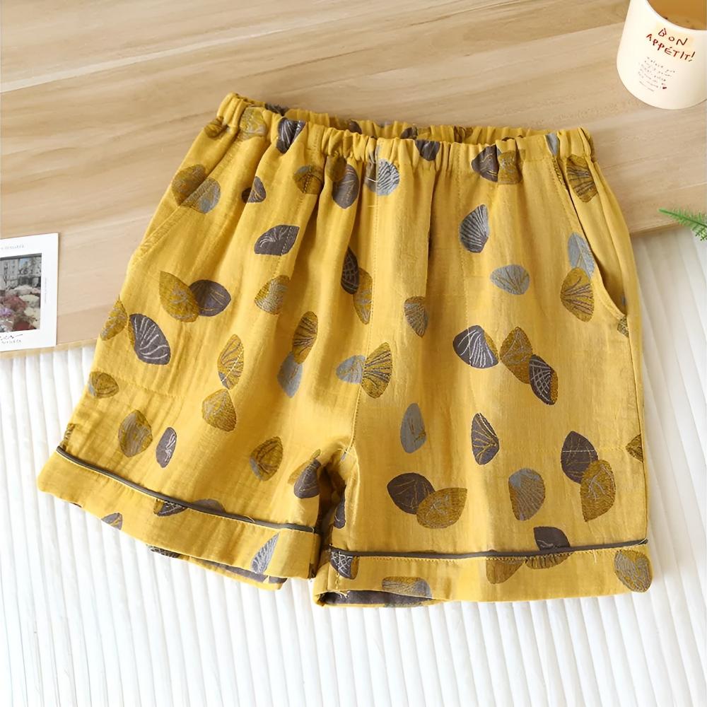 Shorts de Cintura Elástica con Estampado de Conchas Marinas