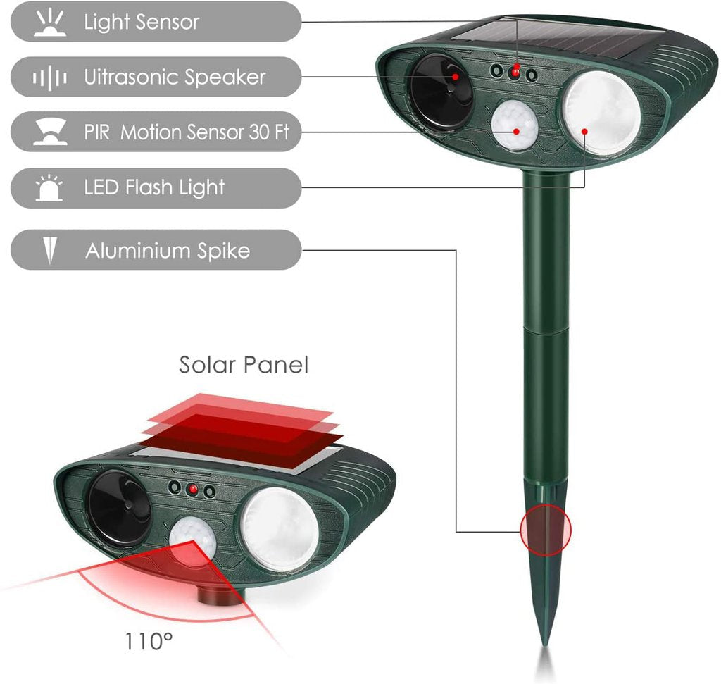 Repelente Ultrassónico Solar para Gatos ao Ar Livre - Livre-se dos Gatos em 48 Horas ou É GRÁTIS