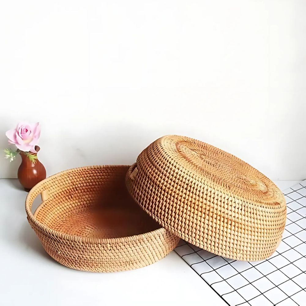 Håndlaget Vevd Rattan Oval Fat