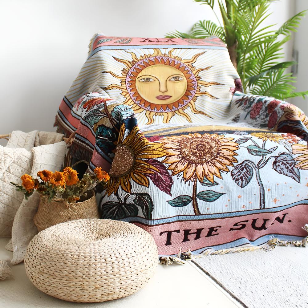 Boho Sonnen Wandteppich Decke