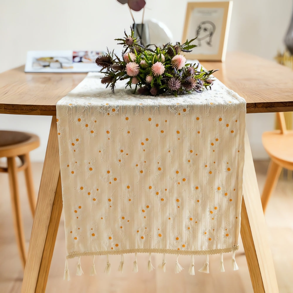 Lekfulla Daisy Broderad Boho Bordsduk