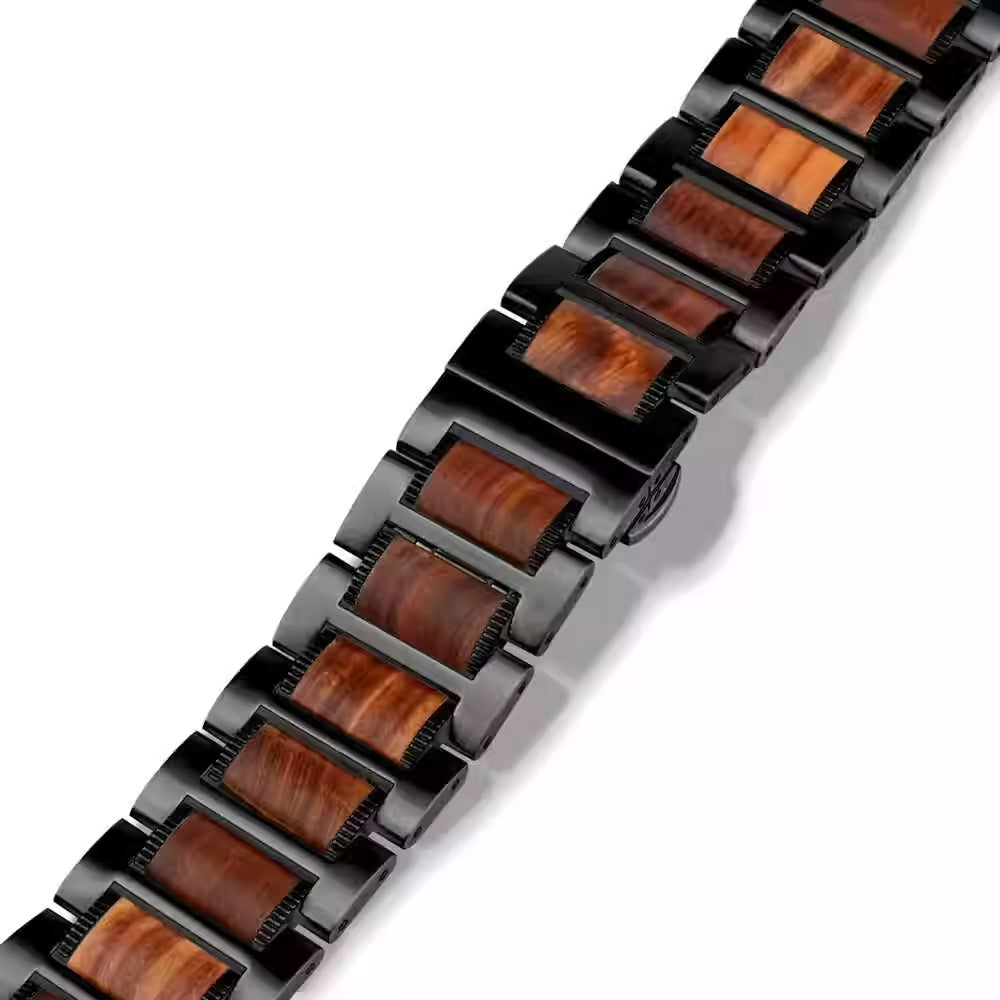 Naturlig röd sandelträ- och metallarmband för Samsung Watch Ultra