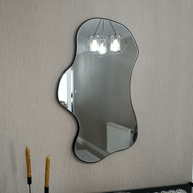 Black Asymmetrical Wavy Wall Mirror