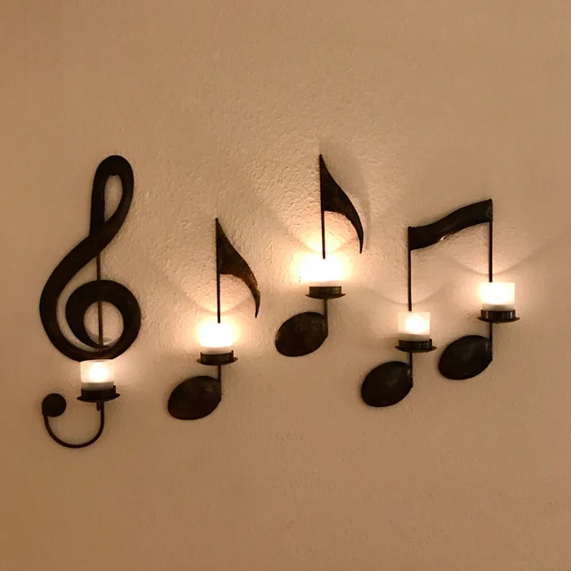 Aplique de pared con notas musicales en color negro