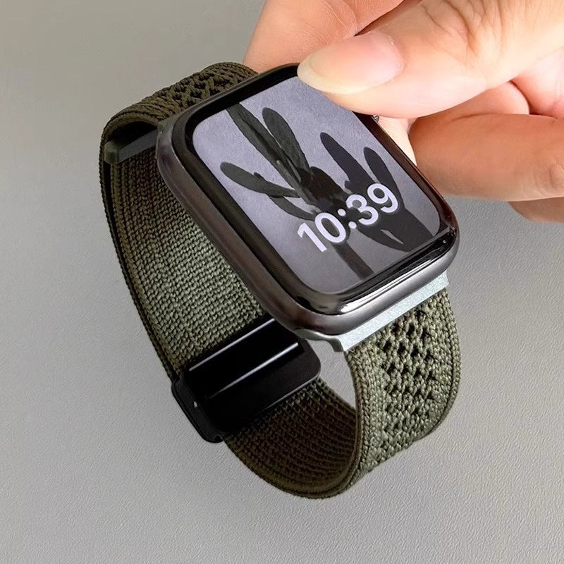 Flettet mesh nylon sløjfe med magnetlås til Apple Watch