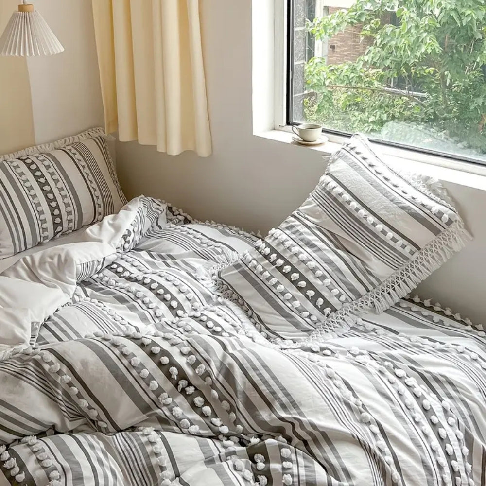 Zachte Streep en Kwast Quilt Set | 3 stuks