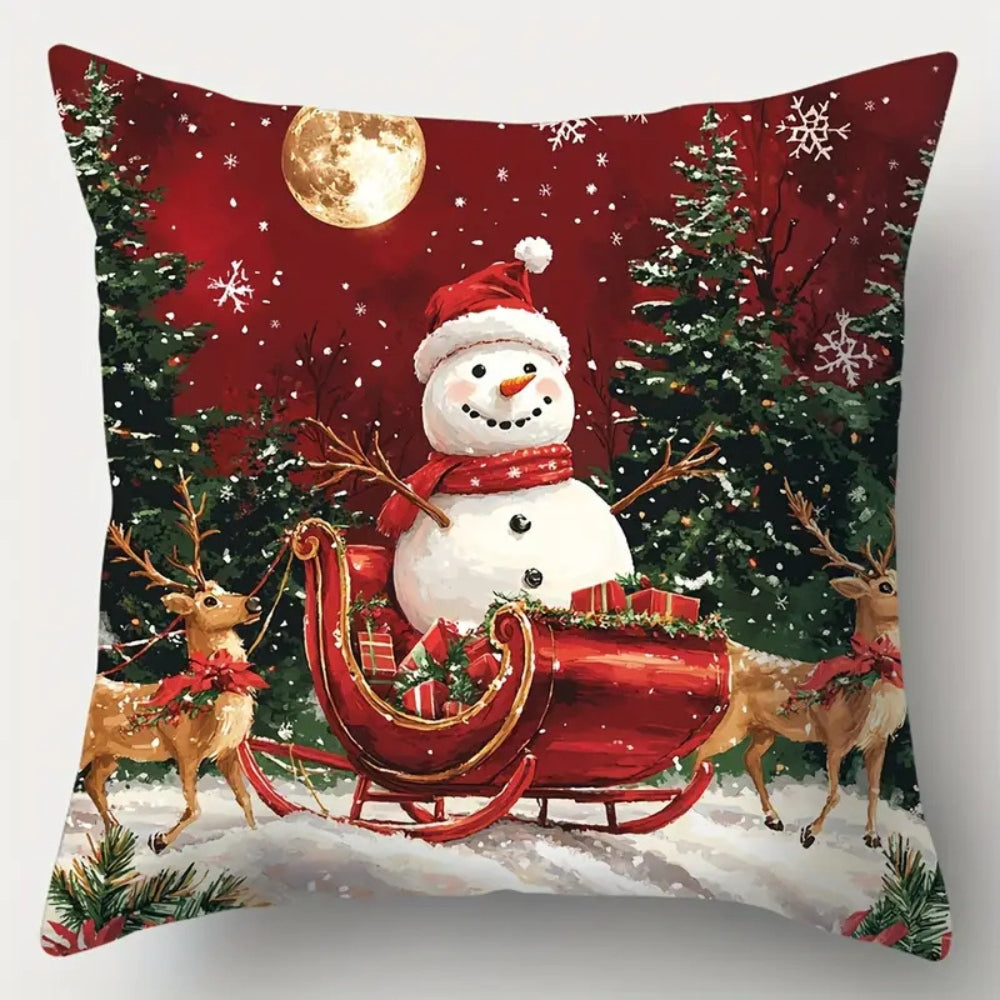 Housse de coussin de Noël traîneau du Père Noël