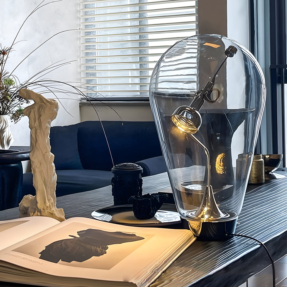 LumiMagnet - Lampe de table en verre avec contrôle magnétique industriel et variateur tactile