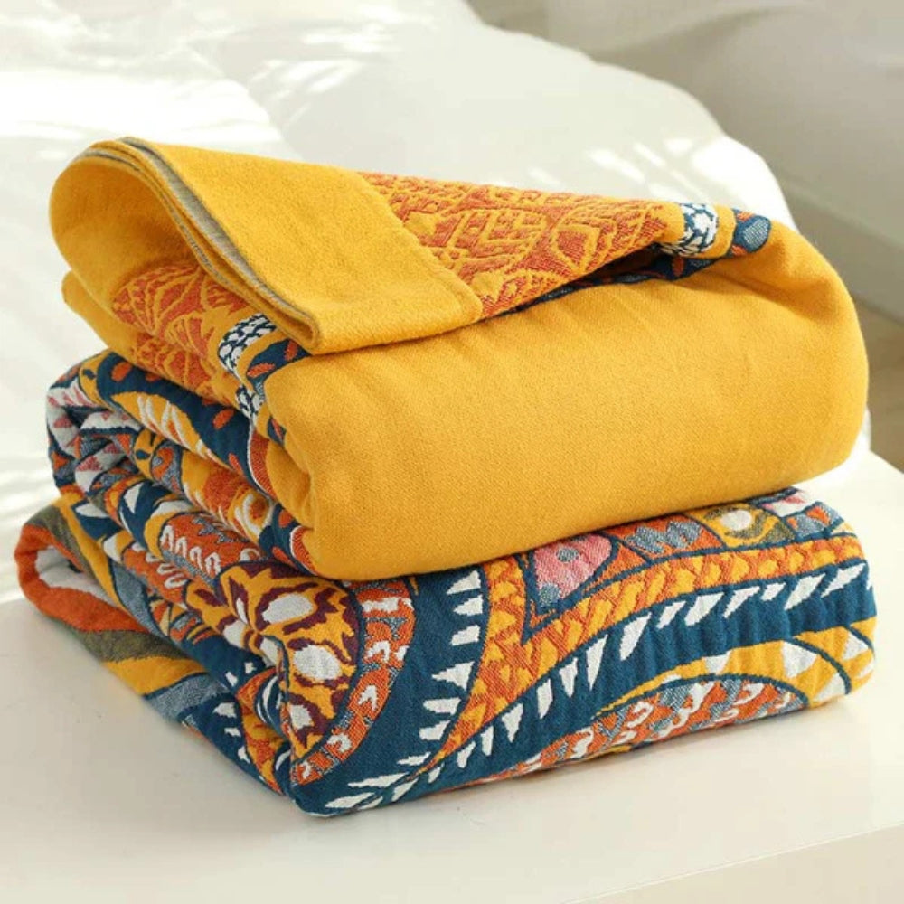 Golden Lotus Comfort Reversible Blanket