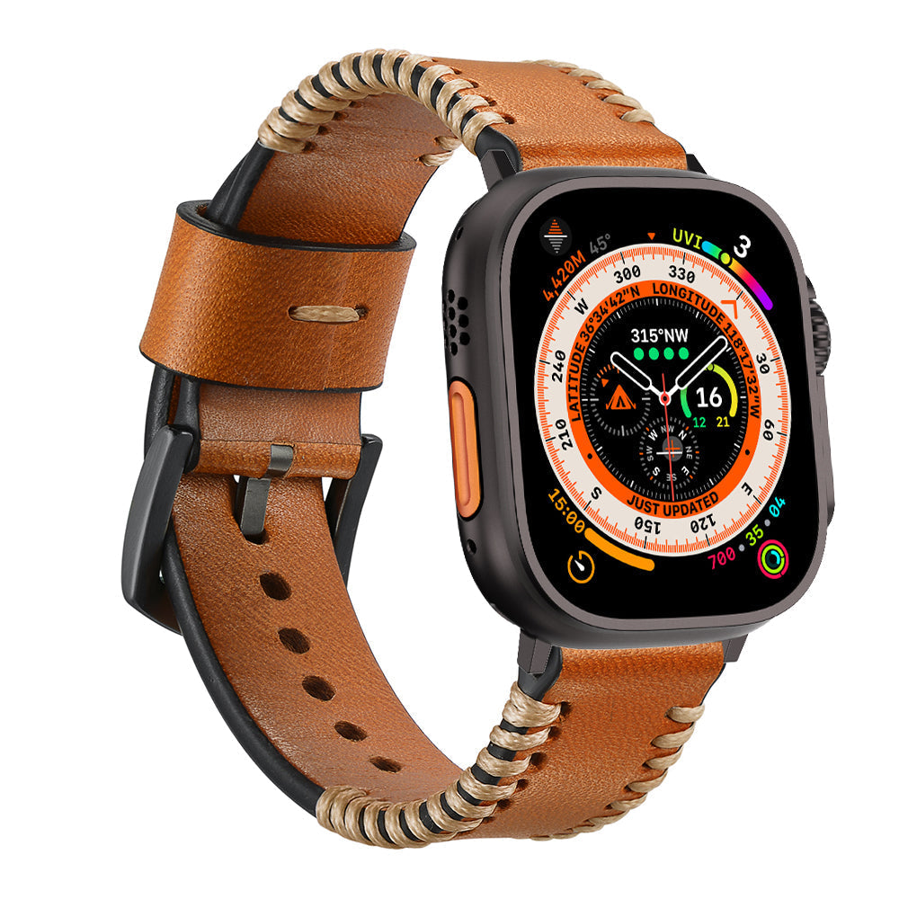 Skórny ręcznie szyty pasek do Apple Watch