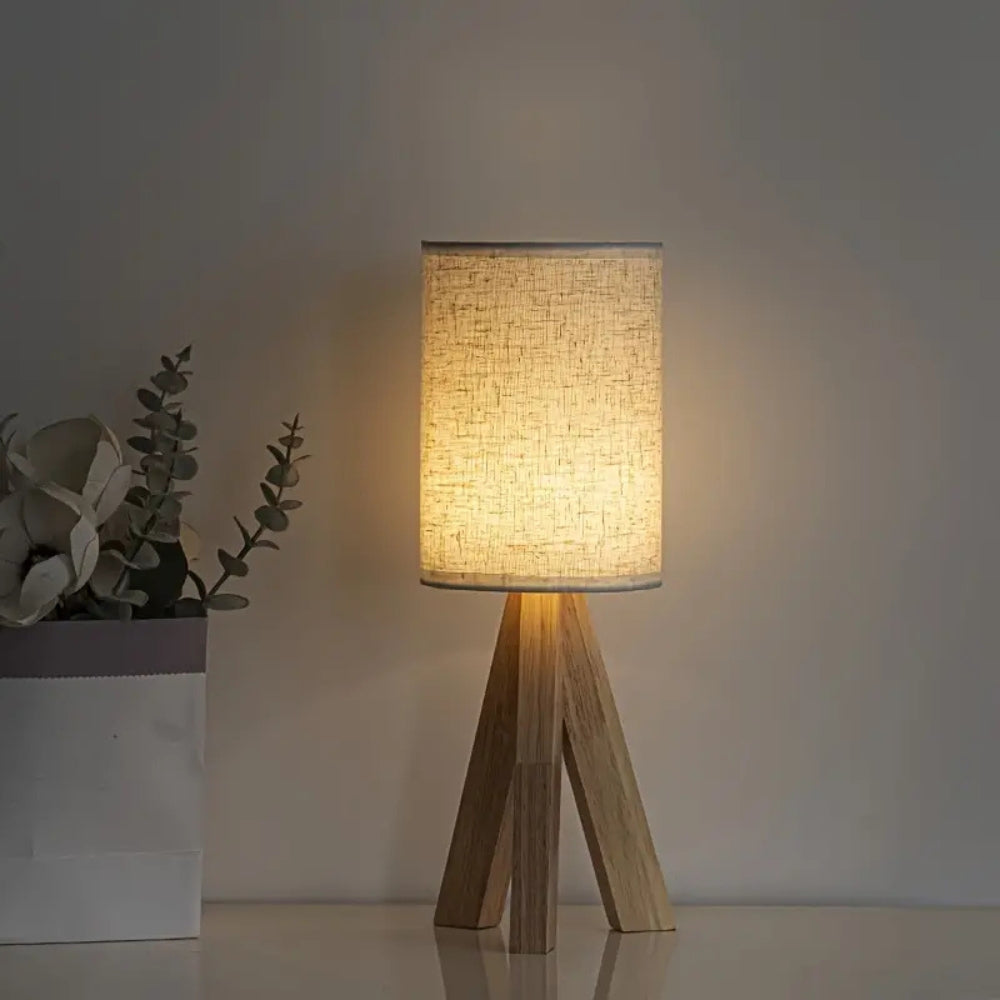 Wooden Tripod USB Table Lamp